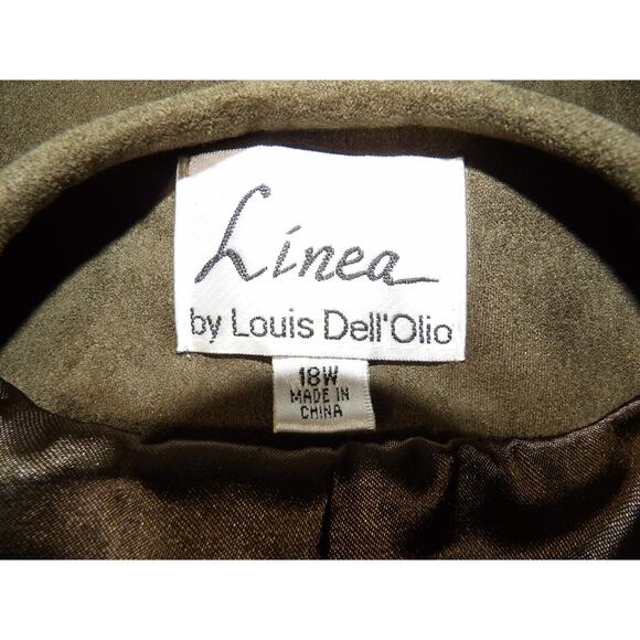 Linea Louis Dell Olio Womens 18W Faux Suede Cardigan Brown Old Money Lined Quiet - Picture 2 of 13